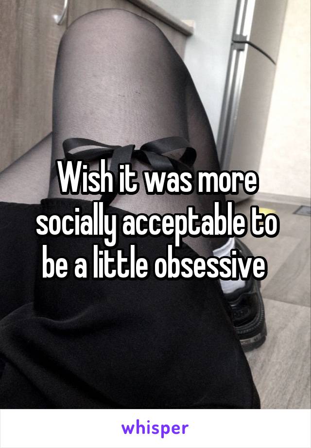 Wish it was more socially acceptable to be a little obsessive 