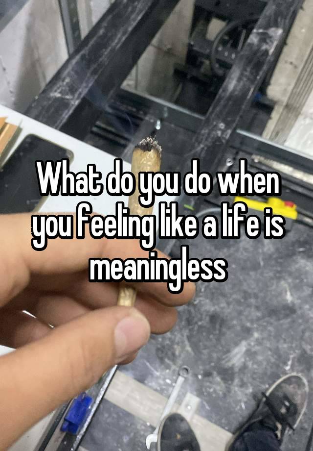 What do you do when you feeling like a life is meaningless