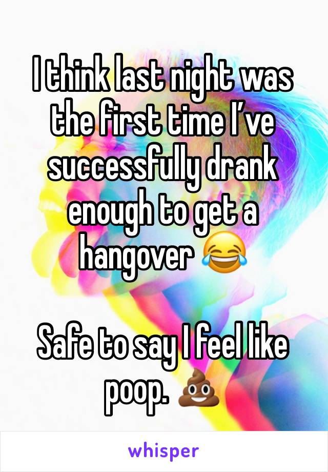 I think last night was the first time I’ve successfully drank enough to get a hangover 😂

Safe to say I feel like poop. 💩 