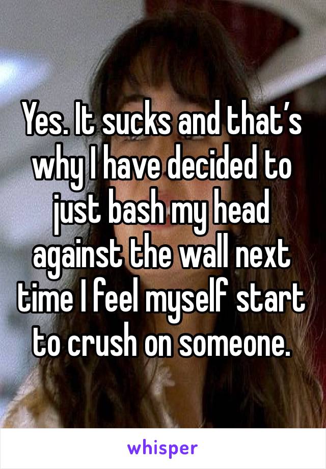 Yes. It sucks and that’s why I have decided to just bash my head against the wall next time I feel myself start to crush on someone. 