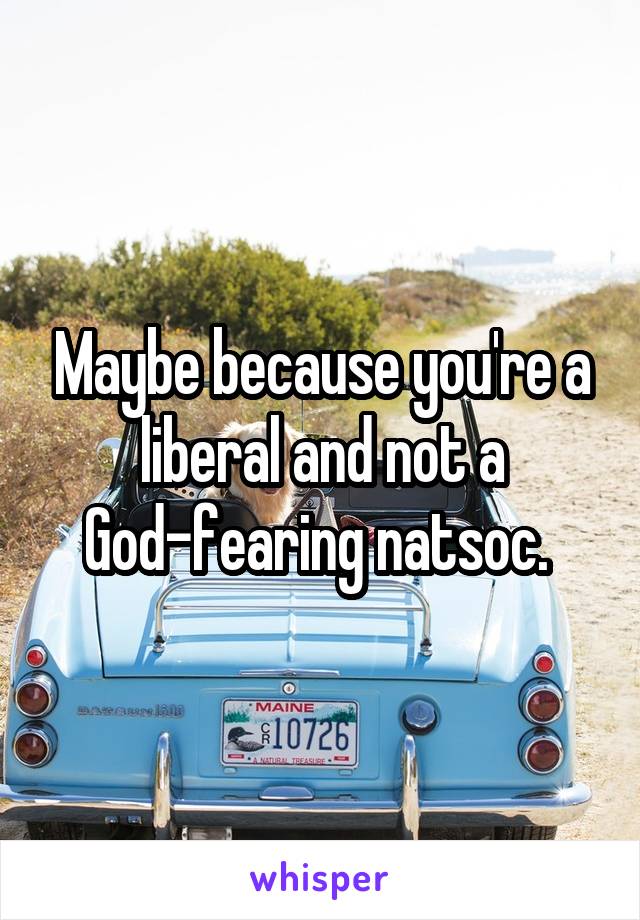 Maybe because you're a liberal and not a God-fearing natsoc. 