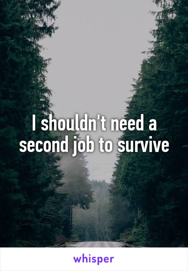 I shouldn't need a second job to survive