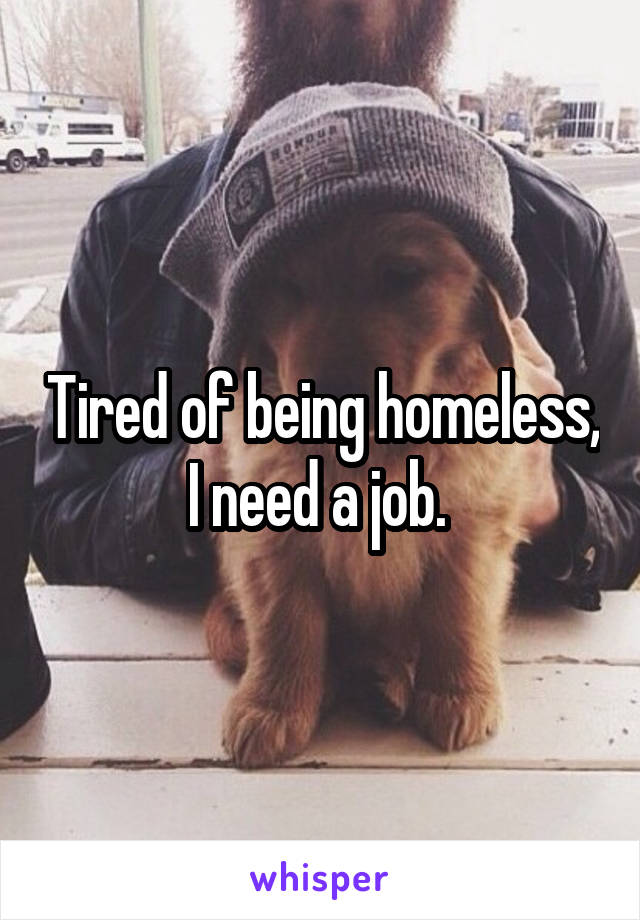 Tired of being homeless, I need a job. 