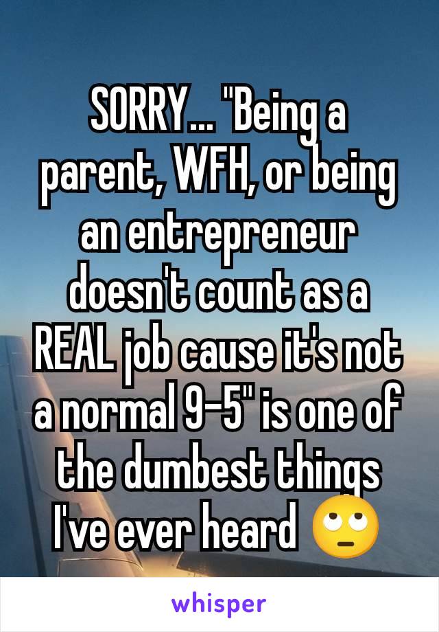 SORRY... "Being a parent, WFH, or being an entrepreneur doesn't count as a REAL job cause it's not a normal 9-5" is one of the dumbest things I've ever heard 🙄