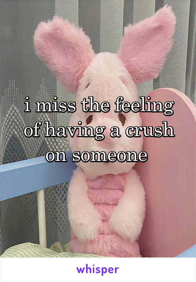 i miss the feeling of having a crush on someone 
