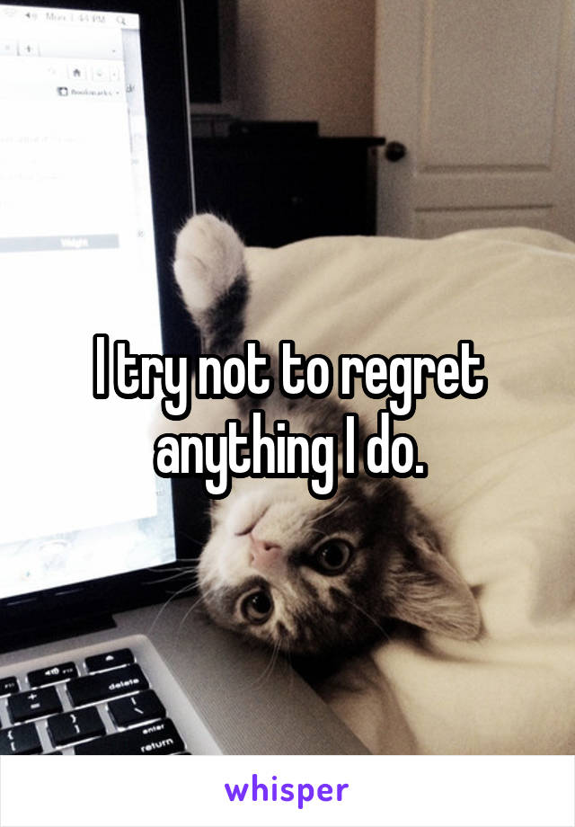 I try not to regret anything I do.