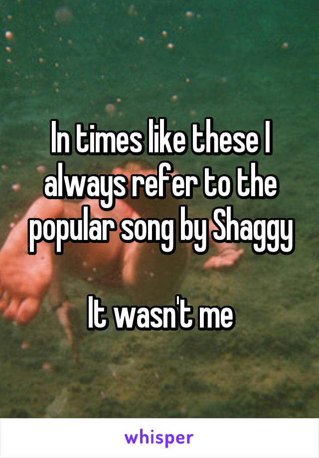 In times like these I always refer to the popular song by Shaggy

It wasn't me