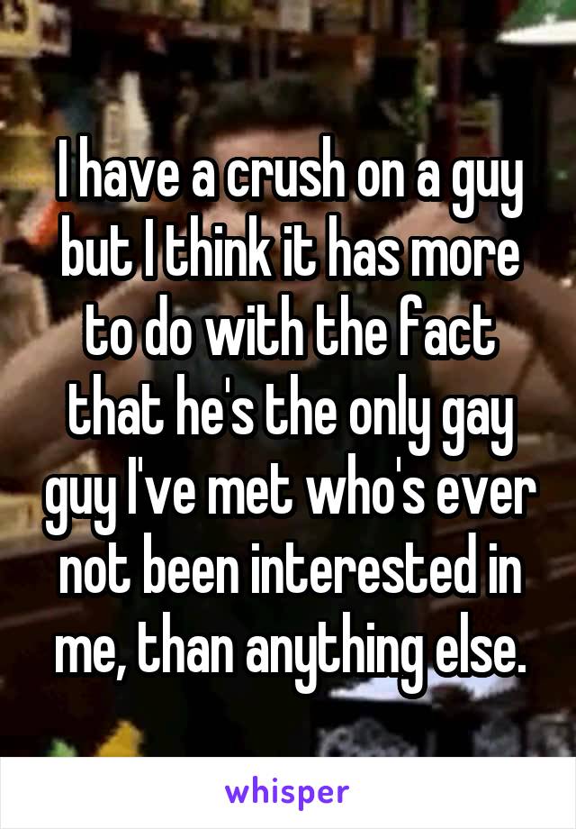 I have a crush on a guy but I think it has more to do with the fact that he's the only gay guy I've met who's ever not been interested in me, than anything else.