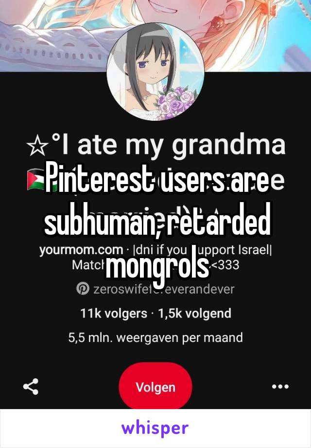 Pinterest users are subhuman, retarded mongrols