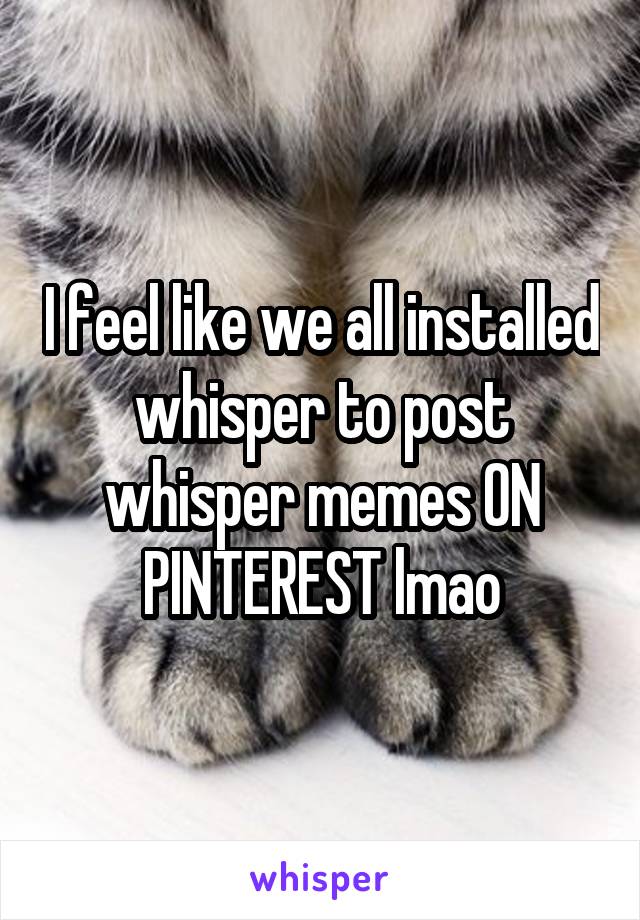 I feel like we all installed whisper to post whisper memes ON PINTEREST lmao