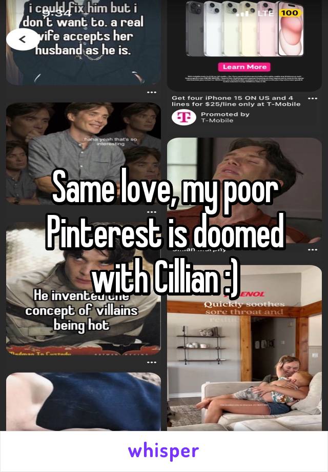 Same love, my poor Pinterest is doomed with Cillian :)