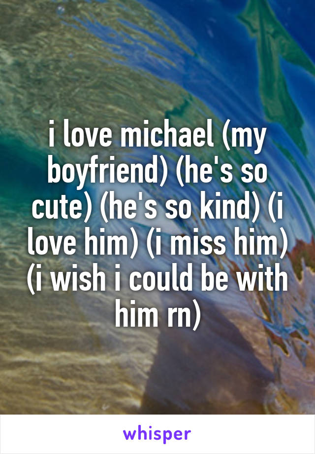 i love michael (my boyfriend) (he's so cute) (he's so kind) (i love him) (i miss him) (i wish i could be with him rn)