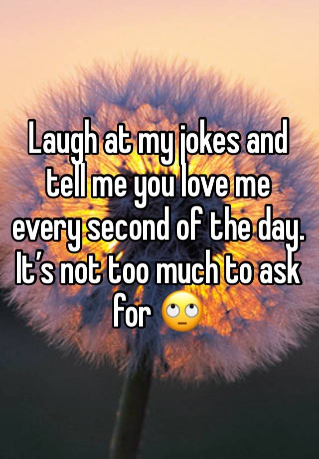 Laugh at my jokes and tell me you love me every second of the day. It’s not too much to ask for 🙄