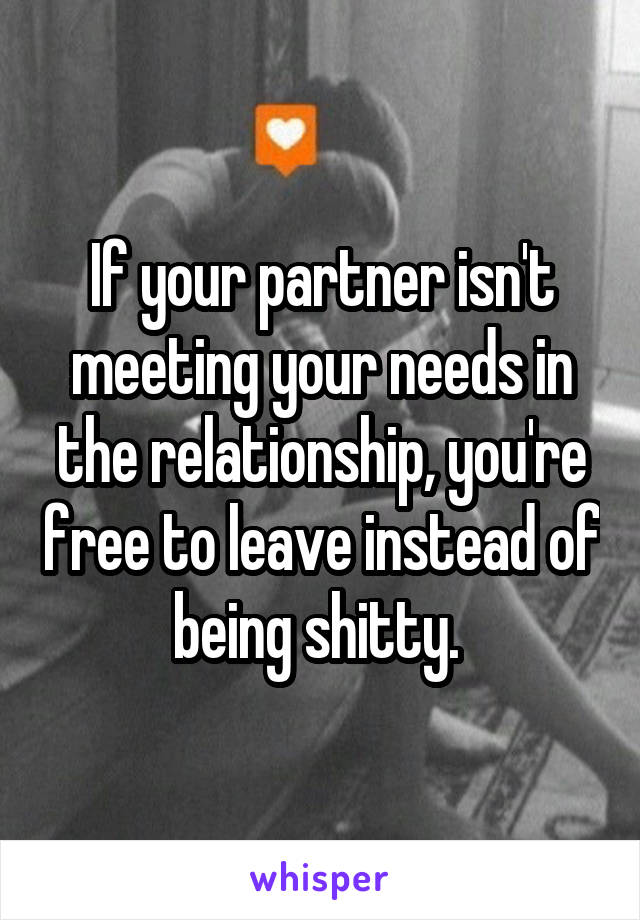 If your partner isn't meeting your needs in the relationship, you're free to leave instead of being shitty. 