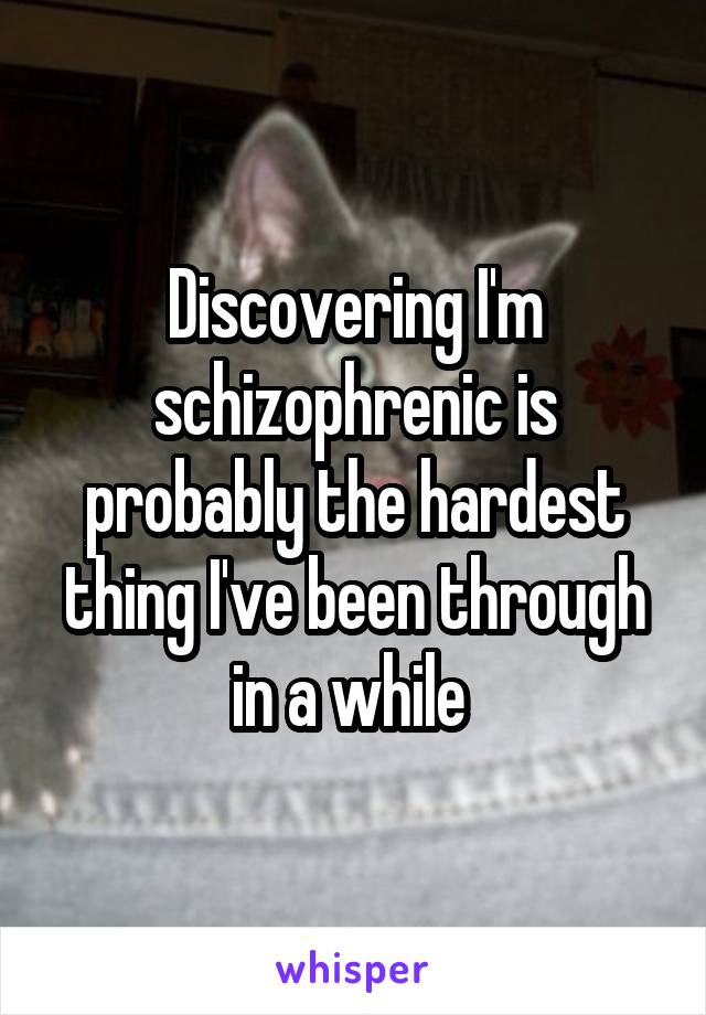 Discovering I'm schizophrenic is probably the hardest thing I've been through in a while 