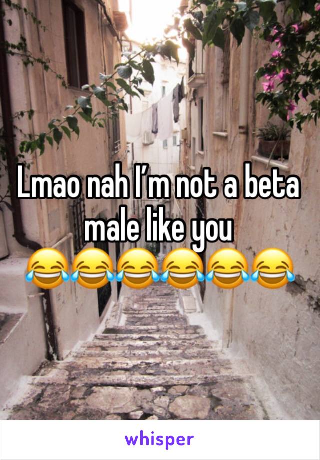 Lmao nah I’m not a beta male like you
😂😂😂😂😂😂