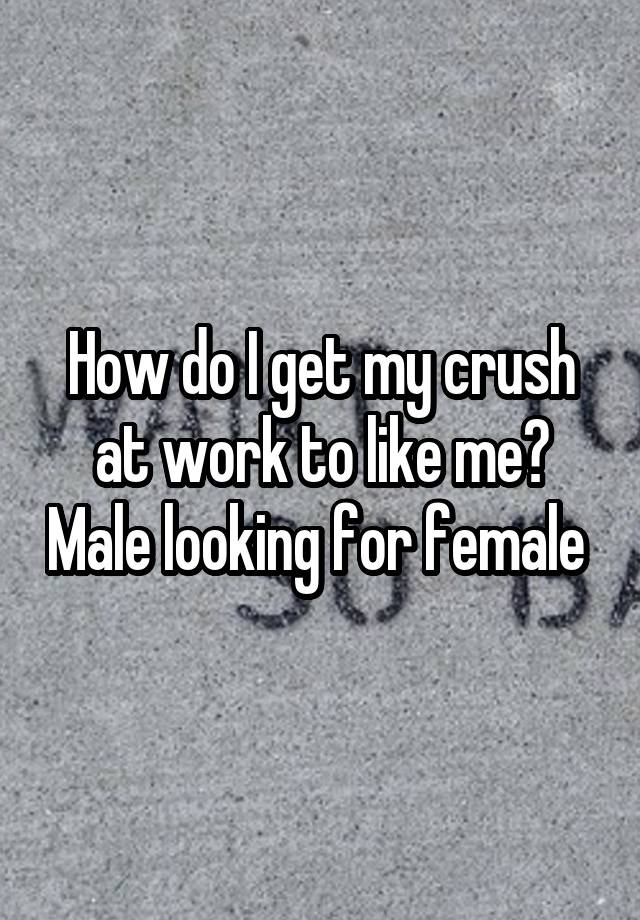 How do I get my crush at work to like me? Male looking for female 