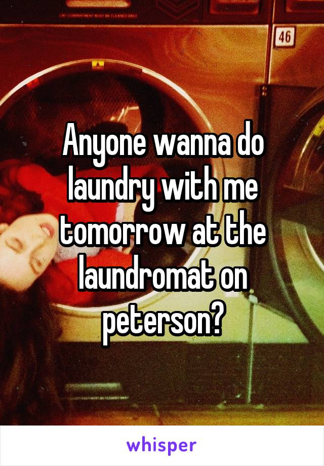 Anyone wanna do laundry with me tomorrow at the laundromat on peterson?