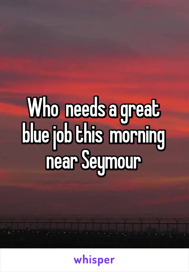 Who  needs a great  blue job this  morning  near Seymour 