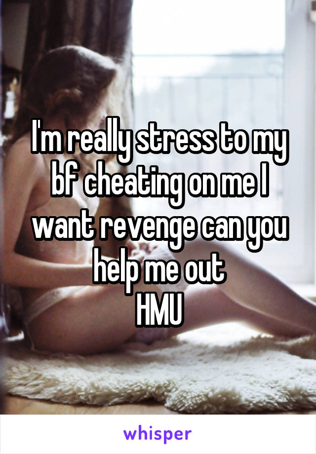 I'm really stress to my bf cheating on me I want revenge can you help me out
HMU