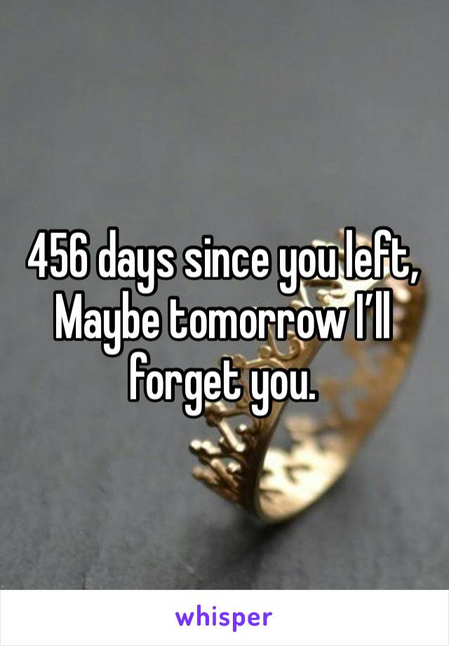 456 days since you left, 
Maybe tomorrow I’ll forget you. 