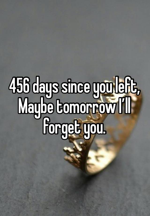 456 days since you left, 
Maybe tomorrow I’ll forget you. 