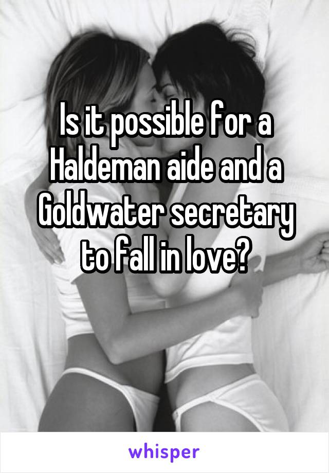 Is it possible for a Haldeman aide and a Goldwater secretary to fall in love?

