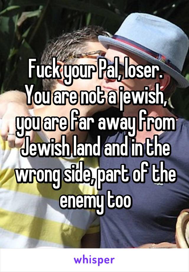 Fuck your Pal, loser.
You are not a jewish, you are far away from Jewish land and in the wrong side, part of the enemy too