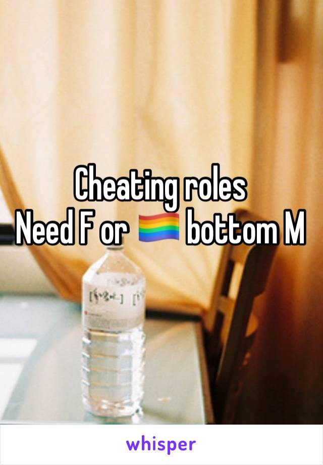 Cheating roles
Need F or 🏳️‍🌈 bottom M
