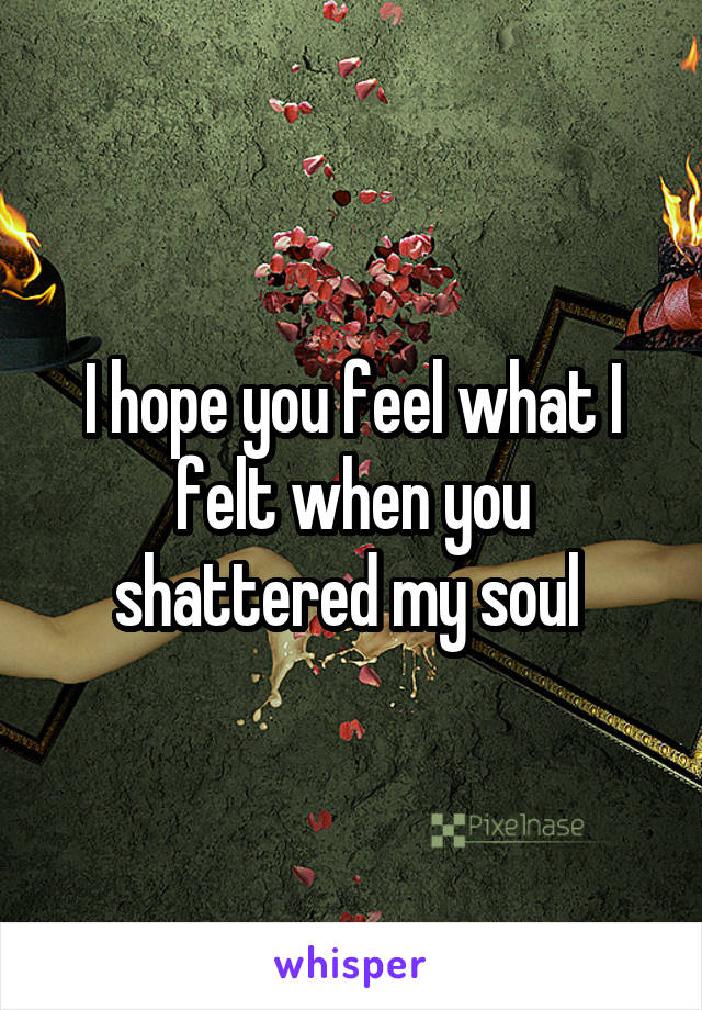 I hope you feel what I felt when you shattered my soul 