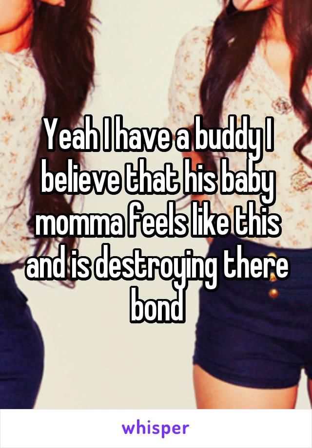 Yeah I have a buddy I believe that his baby momma feels like this and is destroying there bond