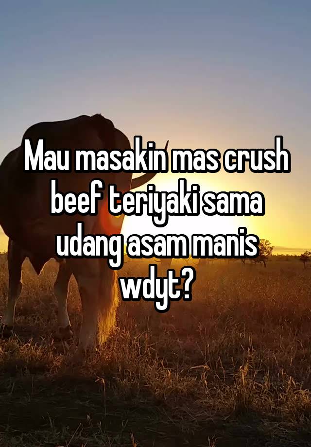 Mau masakin mas crush beef teriyaki sama udang asam manis wdyt?