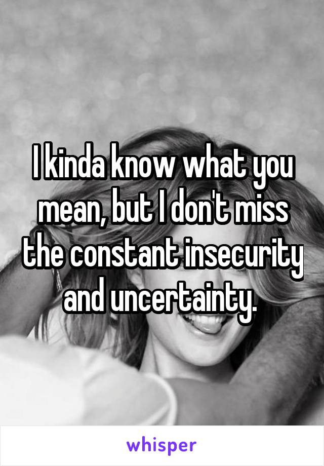 I kinda know what you mean, but I don't miss the constant insecurity and uncertainty. 