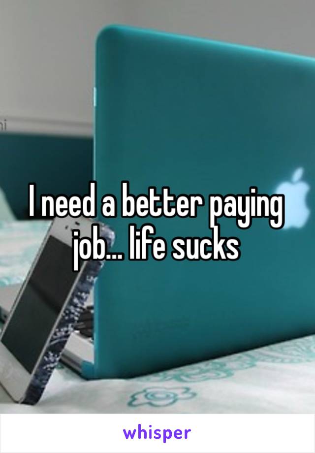 I need a better paying job… life sucks