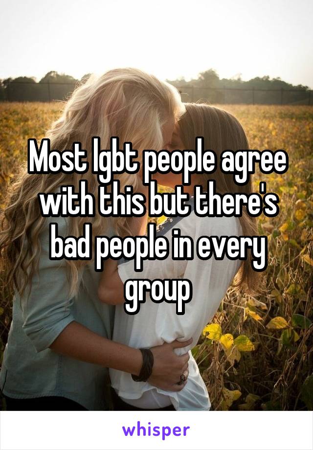 Most lgbt people agree with this but there's bad people in every group