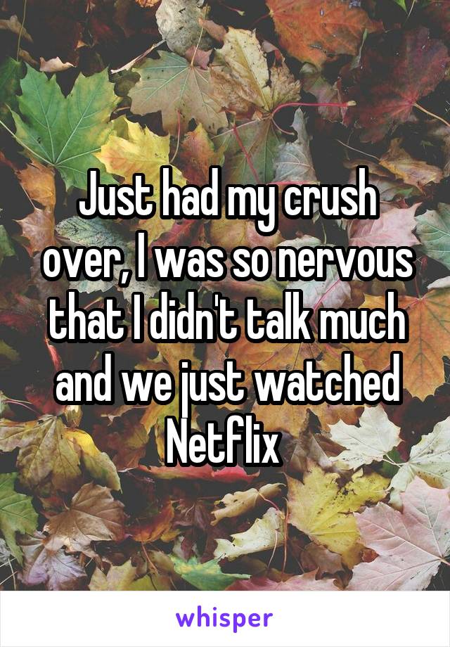 Just had my crush over, I was so nervous that I didn't talk much and we just watched Netflix 