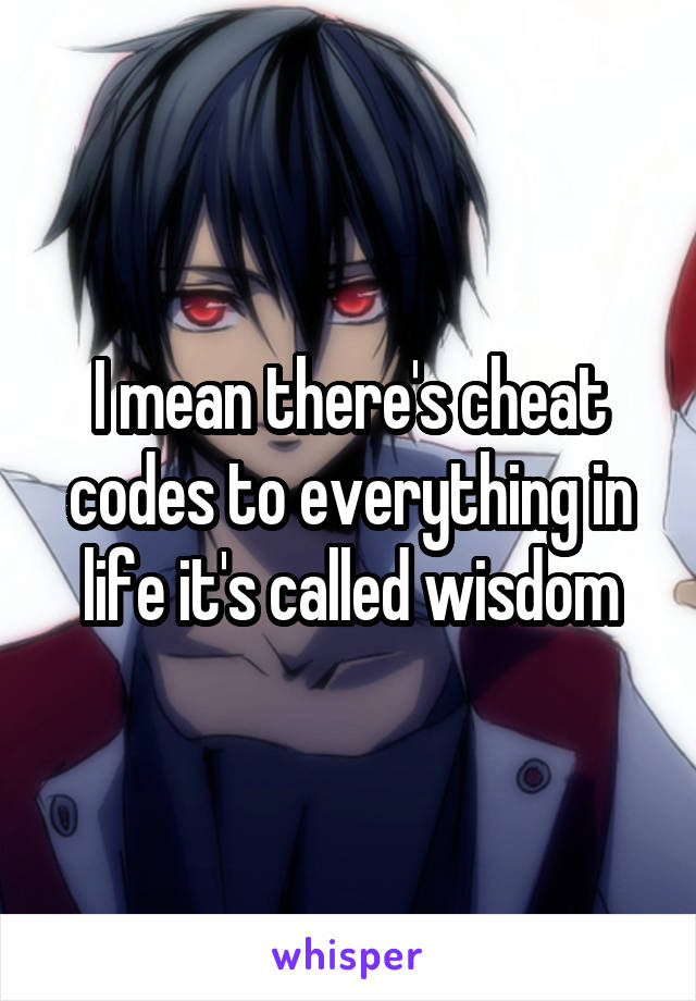 I mean there's cheat codes to everything in life it's called wisdom