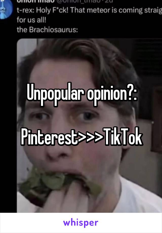 Unpopular opinion?:

Pinterest>>>TikTok