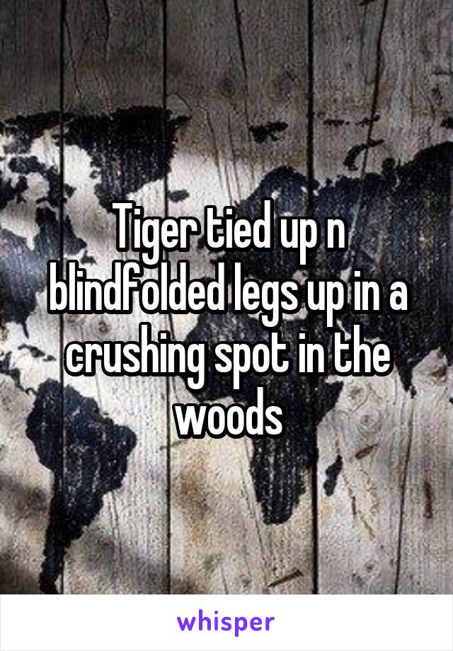 Tiger tied up n blindfolded legs up in a crushing spot in the woods