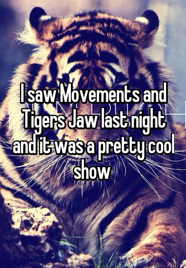 I saw Movements and Tigers Jaw last night and it was a pretty cool show 