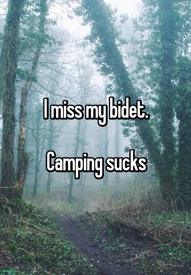 I miss my bidet.

Camping sucks