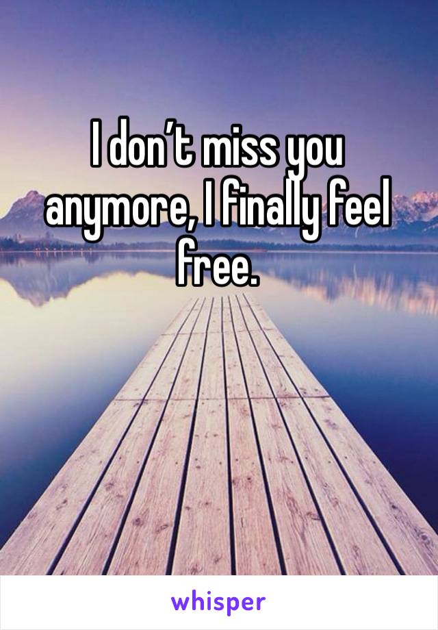 I don’t miss you anymore, I finally feel free. 