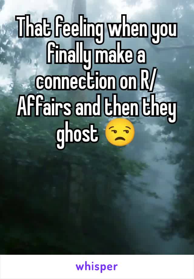 That feeling when you finally make a connection on R/Affairs and then they ghost 😒