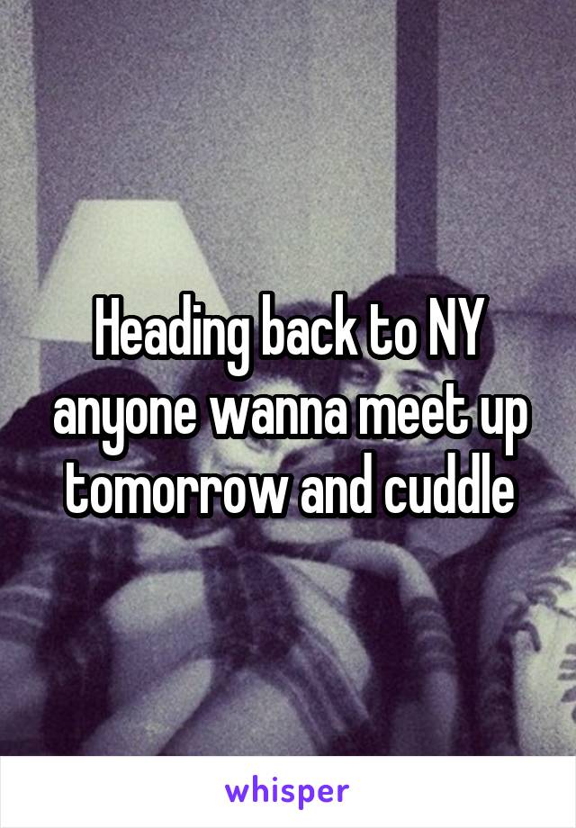 Heading back to NY anyone wanna meet up tomorrow and cuddle