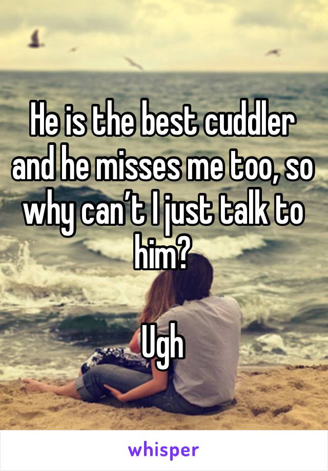 He is the best cuddler and he misses me too, so why can’t I just talk to him? 

Ugh 