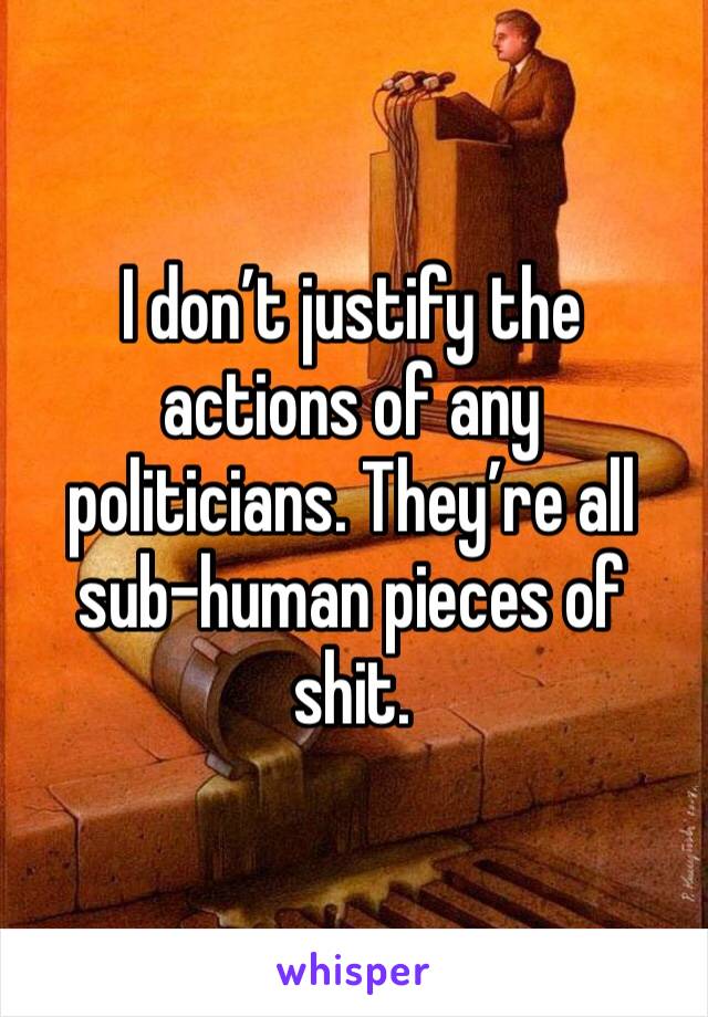 I don’t justify the actions of any politicians. They’re all sub-human pieces of shit. 