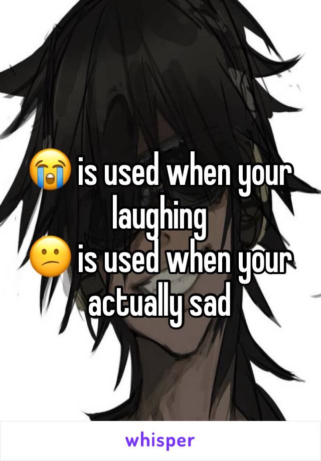 😭 is used when your laughing
😕 is used when your actually sad