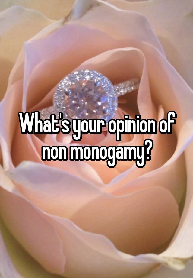 What's your opinion of non monogamy?