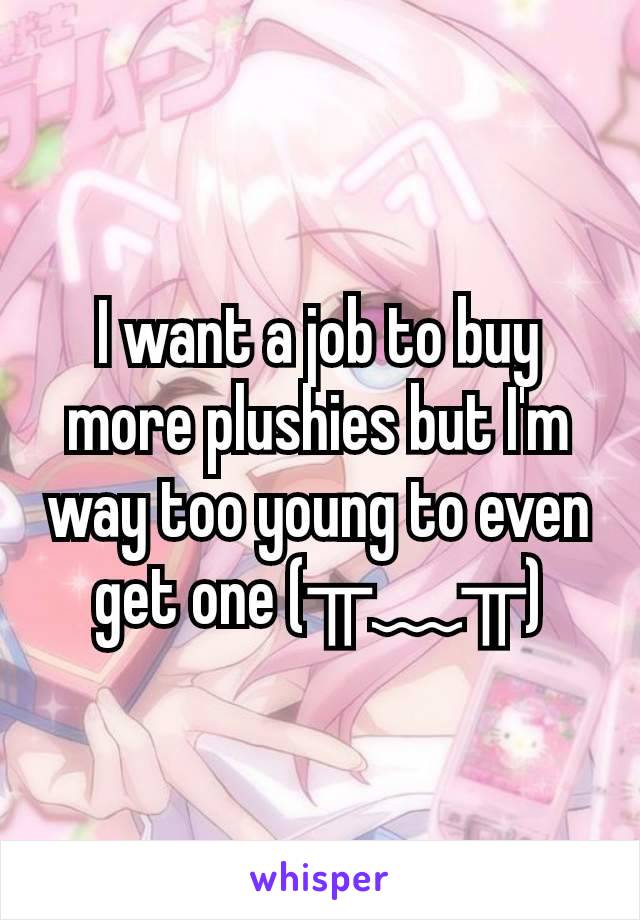 I want a job to buy more plushies but I'm way too young to even get one (⁠╥⁠﹏⁠╥⁠)