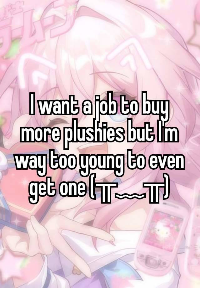 I want a job to buy more plushies but I'm way too young to even get one (⁠╥⁠﹏⁠╥⁠)